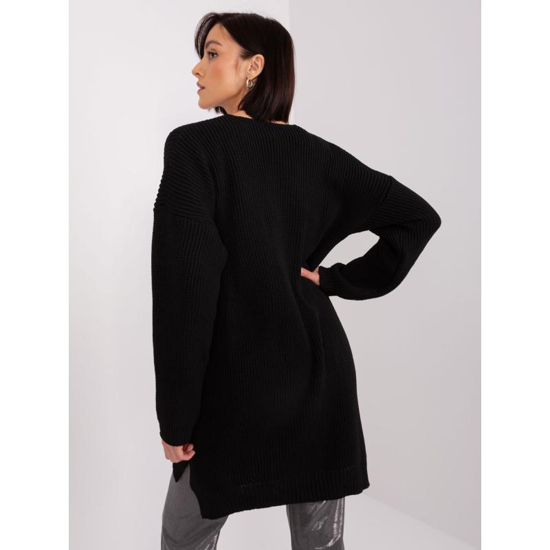 Női V-nyakú ruha ALVA fekete