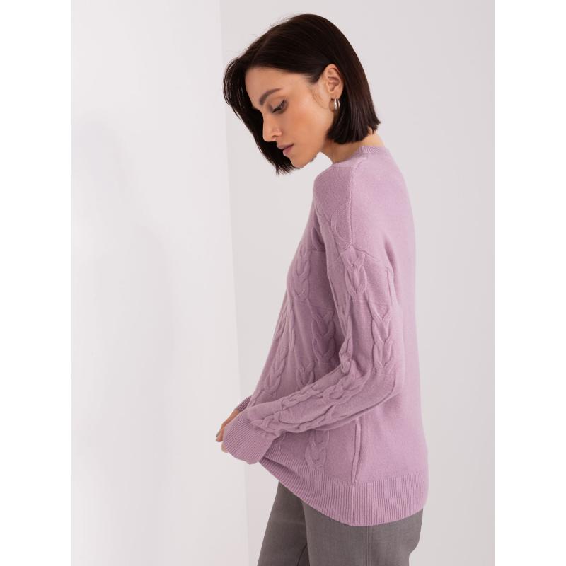 Dámsky károvaný sveter s dlhým rukávom ALIVA fialová