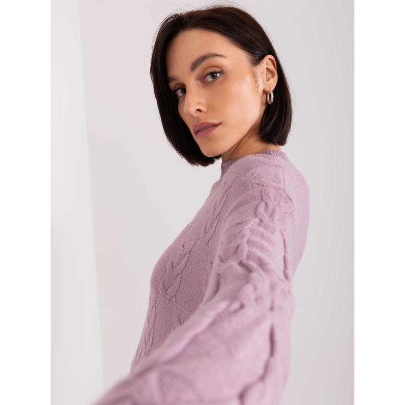 Dámský svetr s kostkovaným vzorem a dlouhými rukávy ALIVA fialový