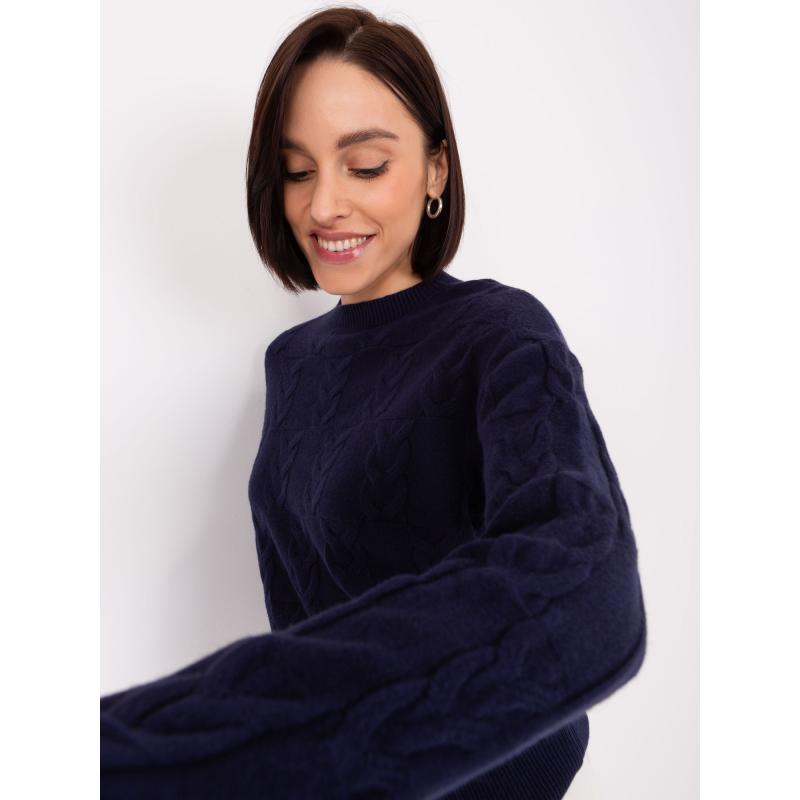 Dámský svetr volného střihu kostkovaný ANNA námořnicky modrý 