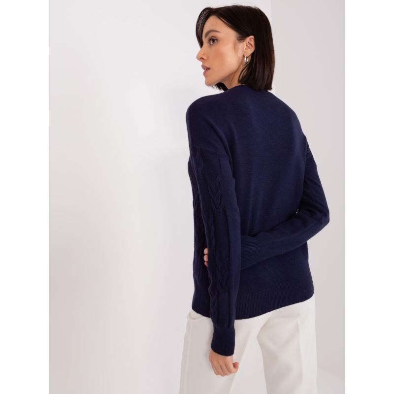 Dámský svetr volného střihu kostkovaný ANNA námořnicky modrý 