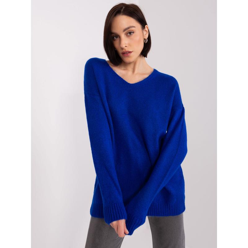 Női oversize mandzsettás pulóver RUE PARIS kobalt színben
