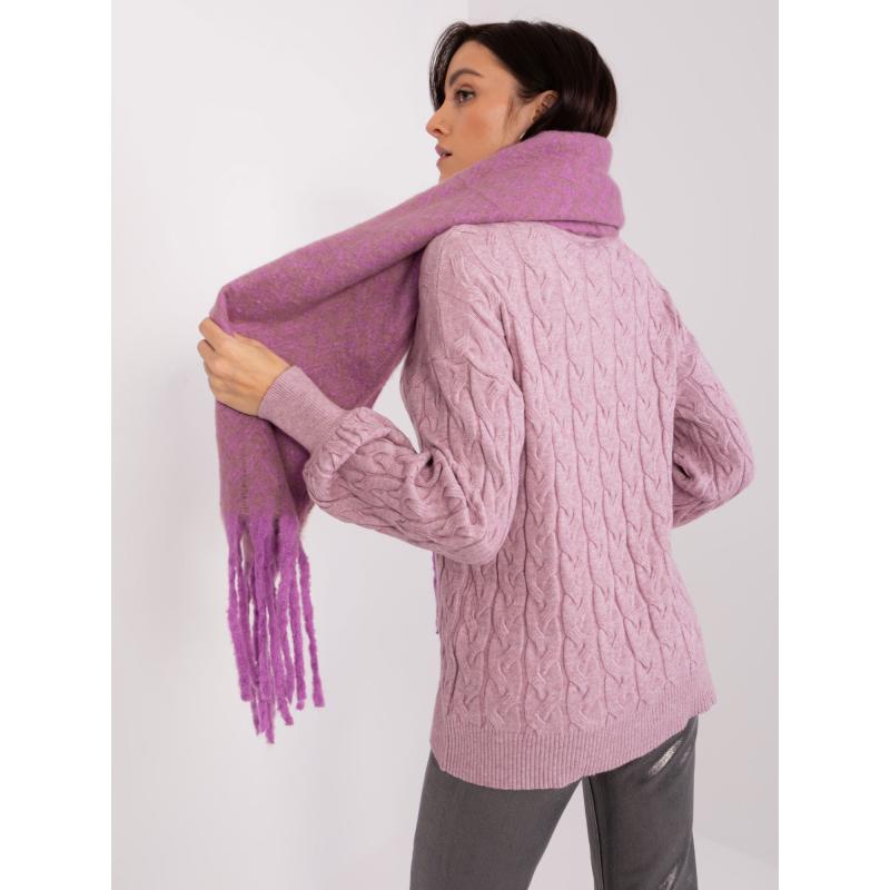 Dámská šála s třásněmi ARTEMIS fialová a tmavě béžová 