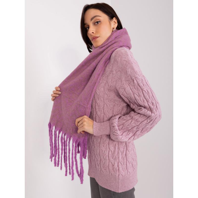 Dámská šála s třásněmi ARTEMIS fialová a tmavě béžová 