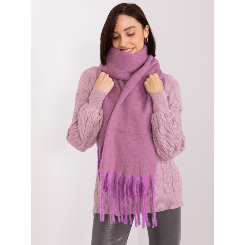 Dámská šála s třásněmi ARTEMIS fialová a tmavě béžová 