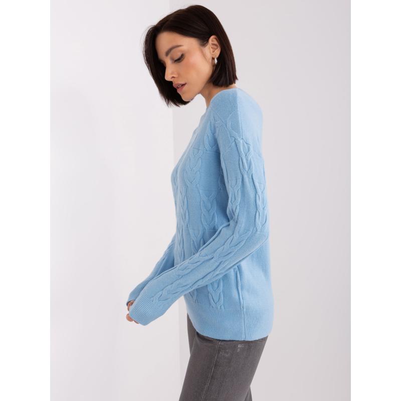 Dámský svetr s copánky ATANA světle modrý