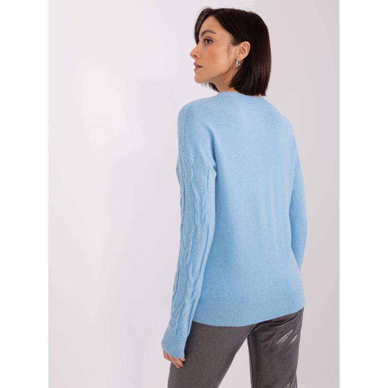 Dámský svetr s copánky ATANA světle modrý