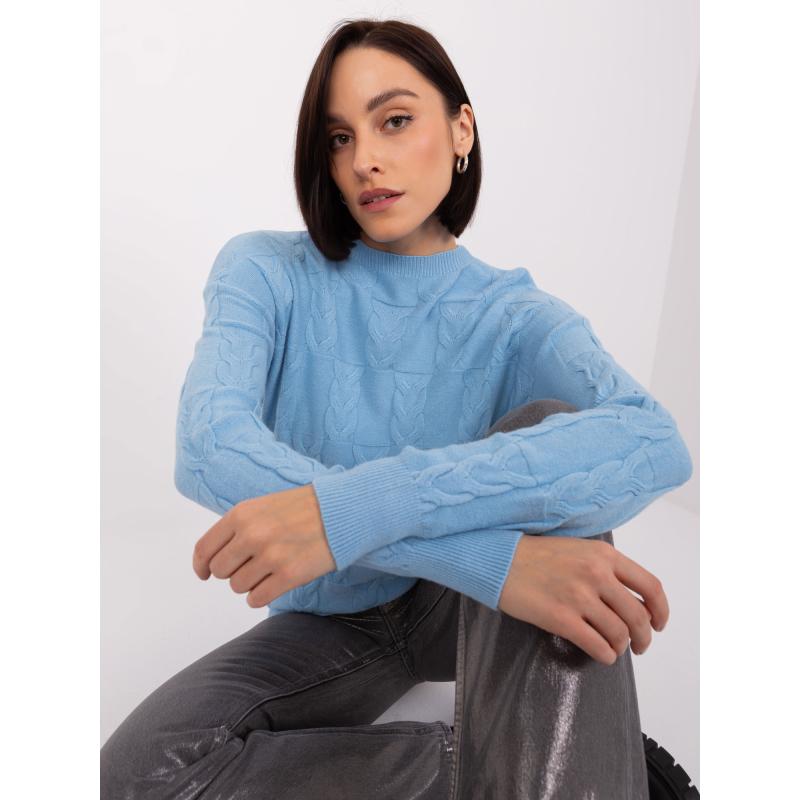 Dámský svetr s copánky ATANA světle modrý