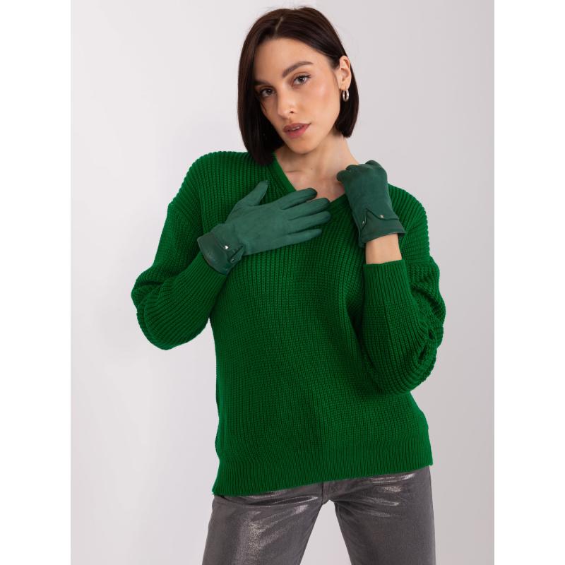 Dámské rukavice na dotek ASTRID tmavě zelené