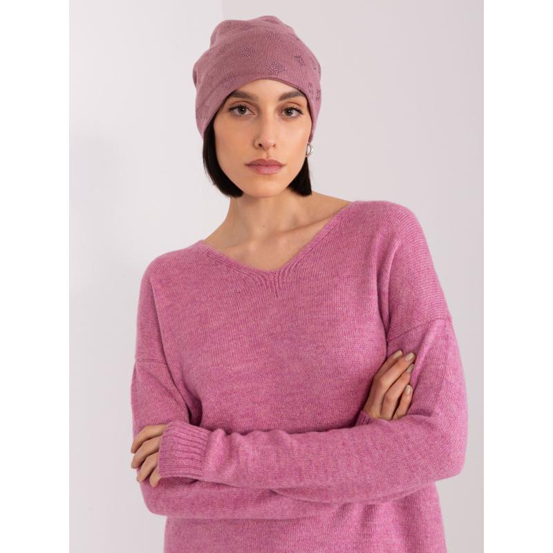 Dámská čepice s kašmírem PINA fialová