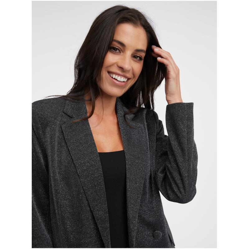 Tmavě šedé dámské oversize sako