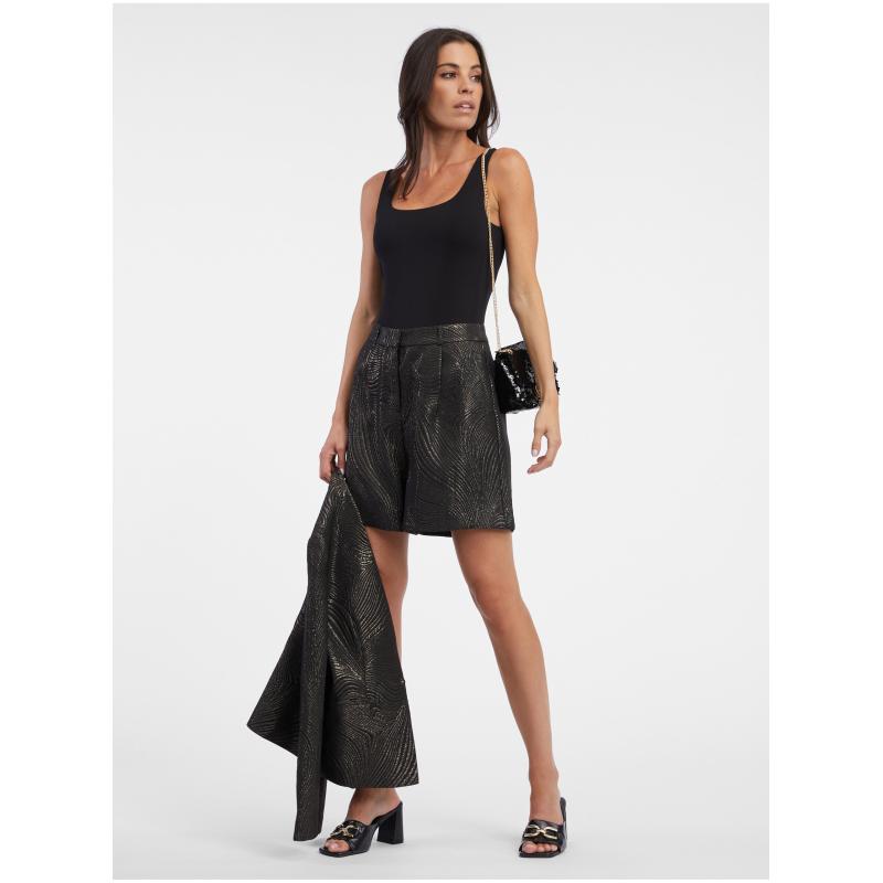 Fekete női mintás rövidnadrág