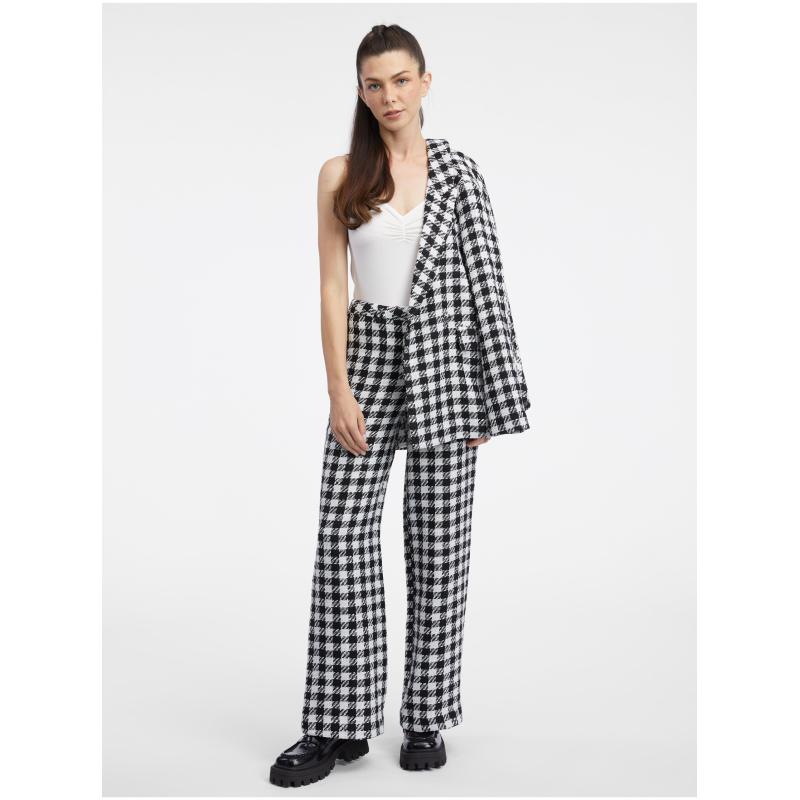 Bílo-černé dámské vzorované kalhoty