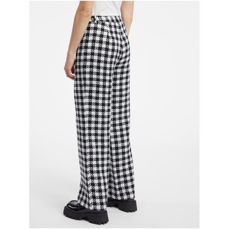 Bílo-černé dámské vzorované kalhoty