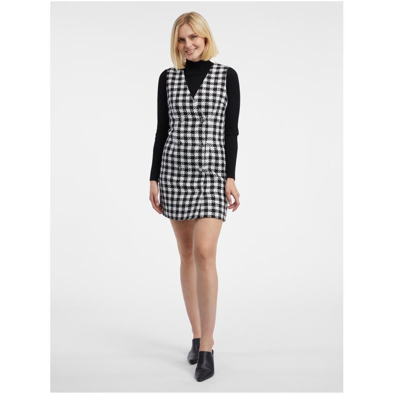 Fehér és fekete női kockás ruha