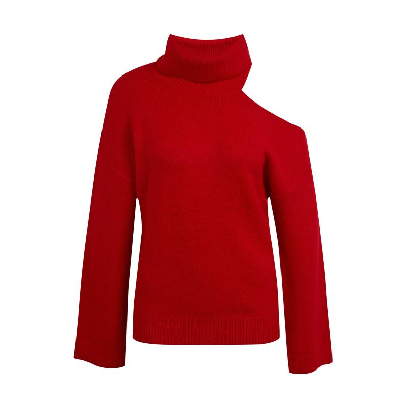 Červený dámský rolák s průstřihem