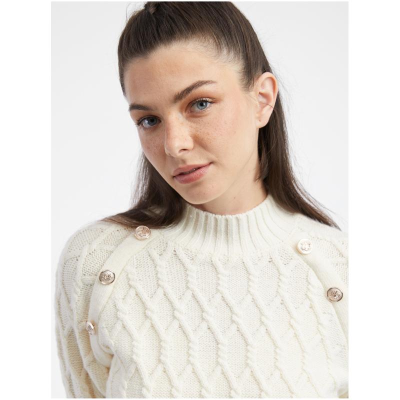 Krémszínű női pulóver