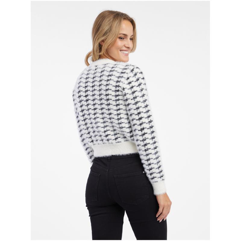 Čiernobiely dámsky vzorovaný sveter