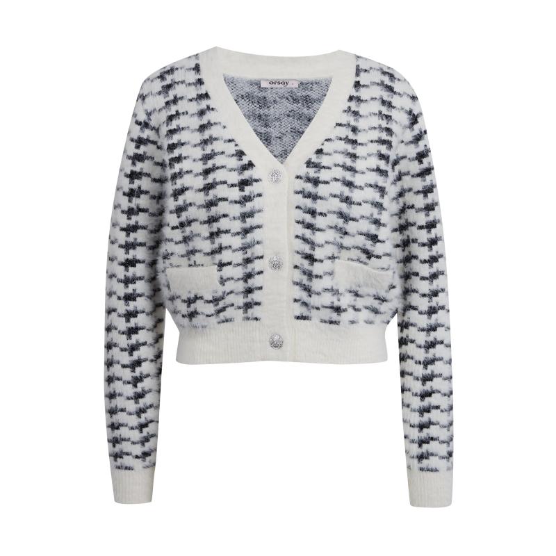 Čiernobiely dámsky vzorovaný sveter