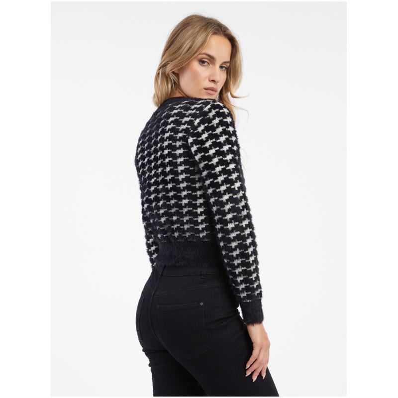 Bílo-černý dámský vzorovaný kardigan