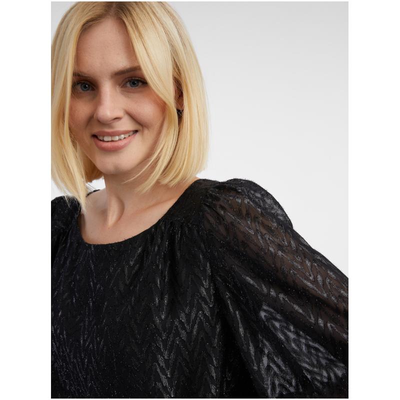 Fekete női mintás blúz