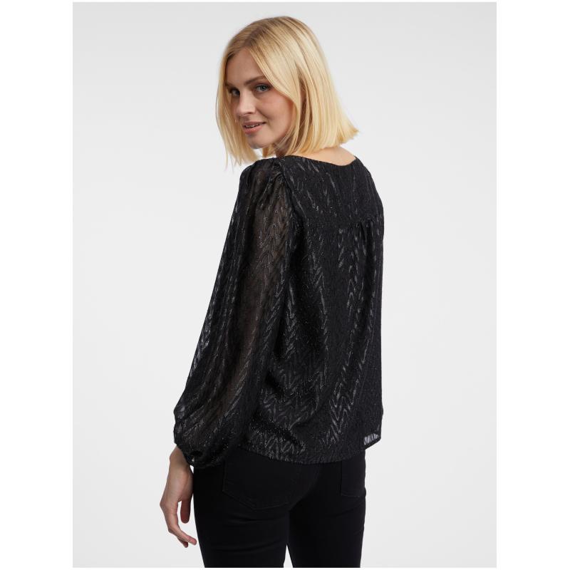 Fekete női mintás blúz