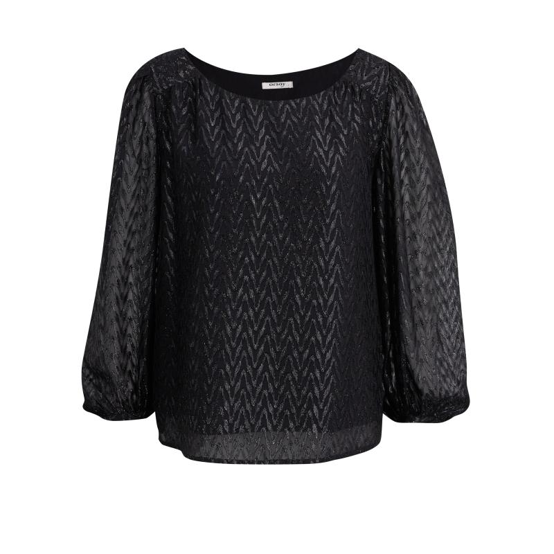 Fekete női mintás blúz