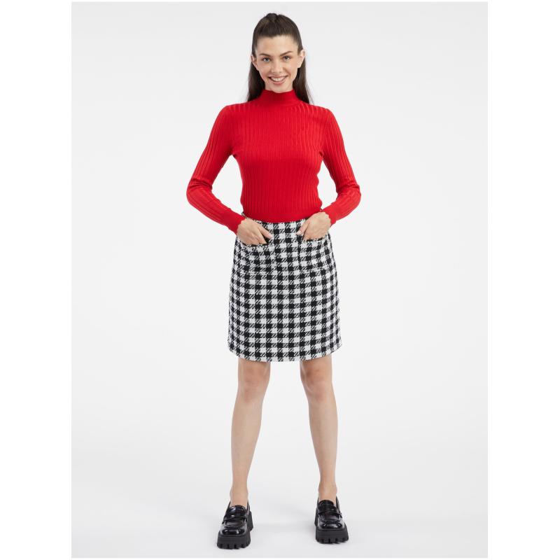 Bielo-čierna dámska kockovaná sukňa