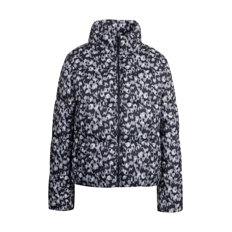Šedo-černá dámská vzorovaná prošívaná bunda