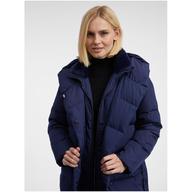 Sötétkék női pehelykabát