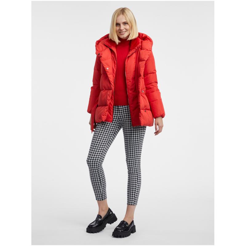 Červená dámská péřová bunda