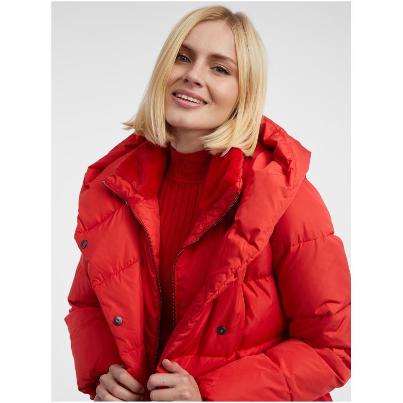 Červená dámská péřová bunda