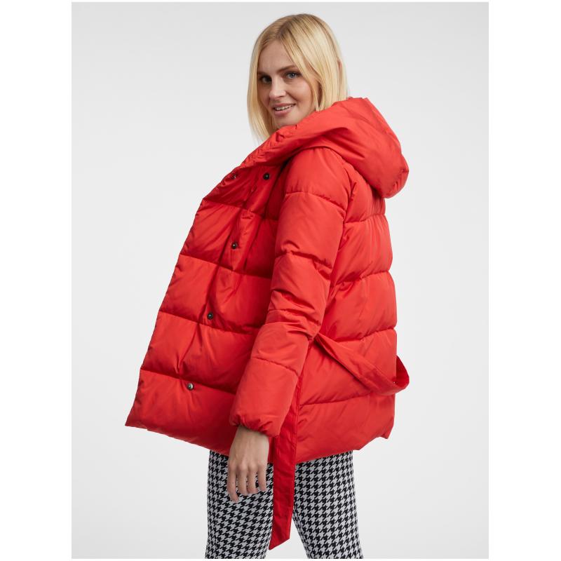 Červená dámská péřová bunda