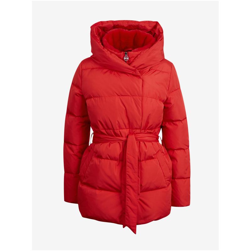 Červená dámská péřová bunda