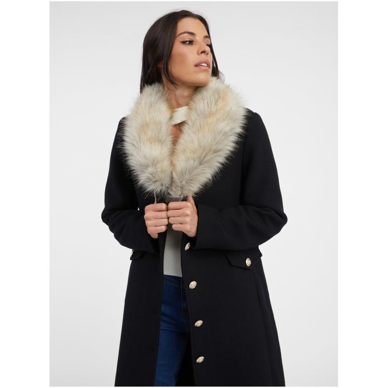 Fekete női gyapjúkabát