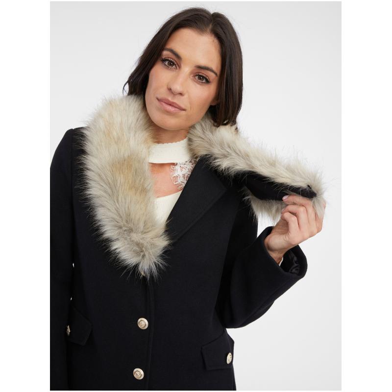 Fekete női gyapjúkabát