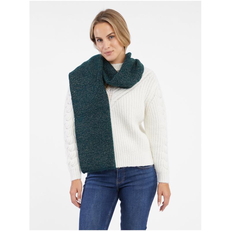 Tmavozelená dámska šatka zo zmesi vlny