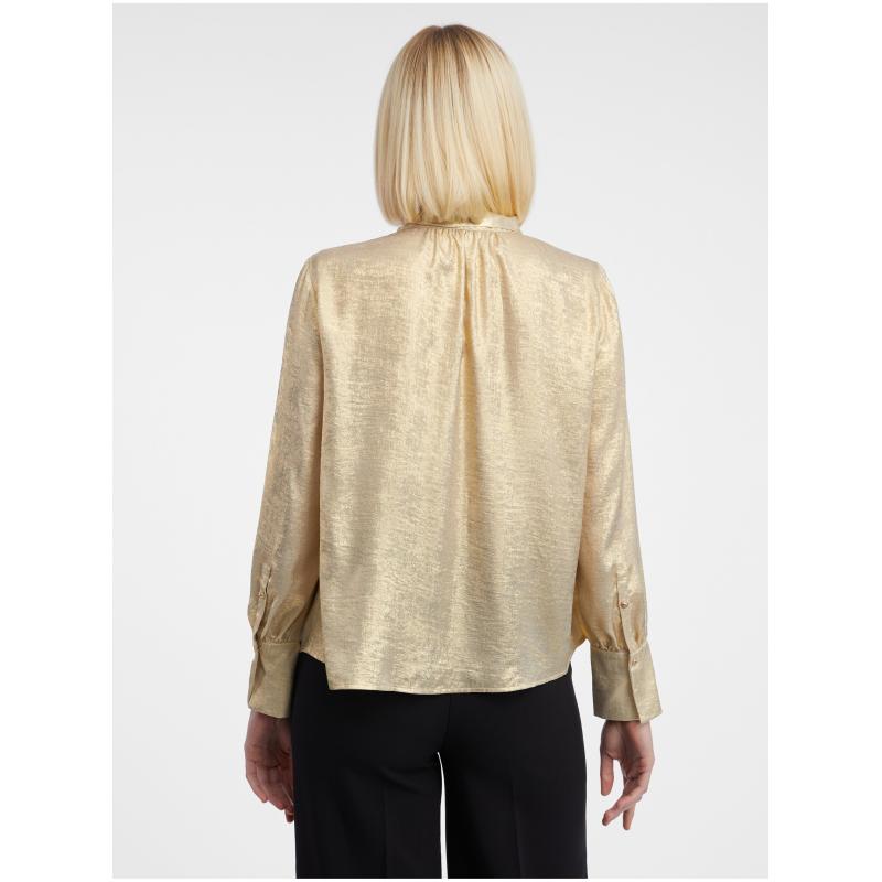 Dámska saténová blúzka v zlatej farbe