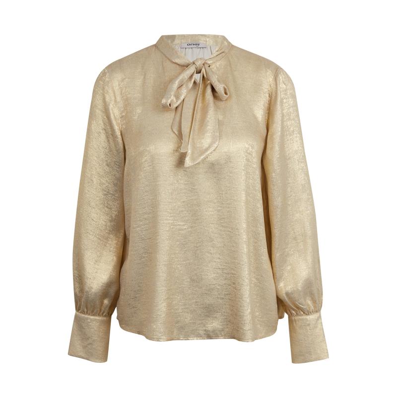 Dámska saténová blúzka v zlatej farbe