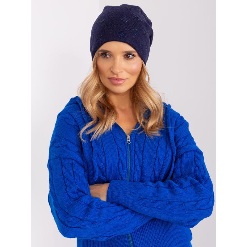 Dámska čiapka s kamienkami ACHAC tmavomodrá