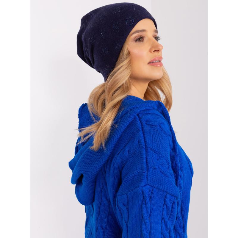 Dámska čiapka s kamienkami ACHAC tmavomodrá