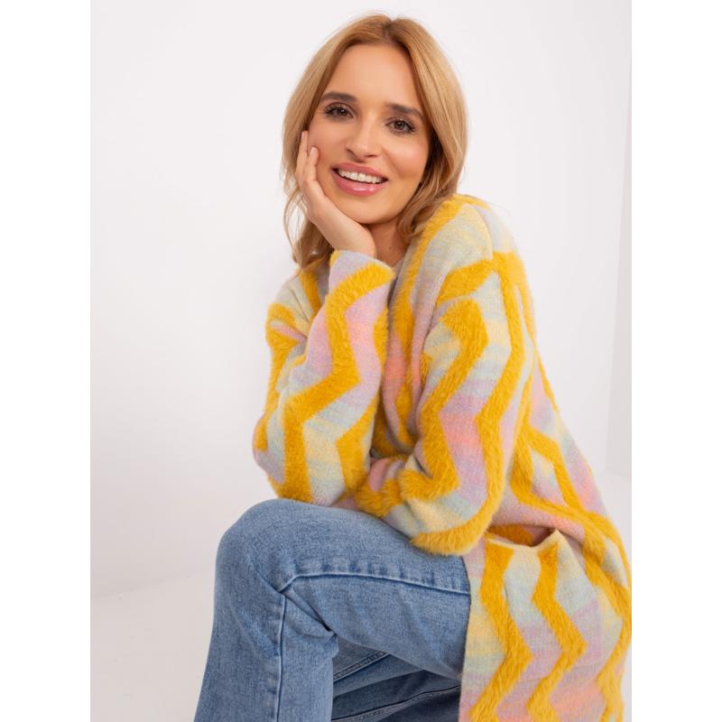 Női pulóver geometrikus mintával ACHIM sárga