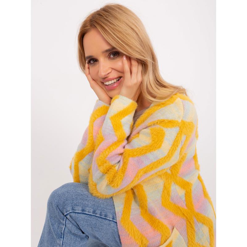 Női pulóver geometrikus mintával ACHIM sárga