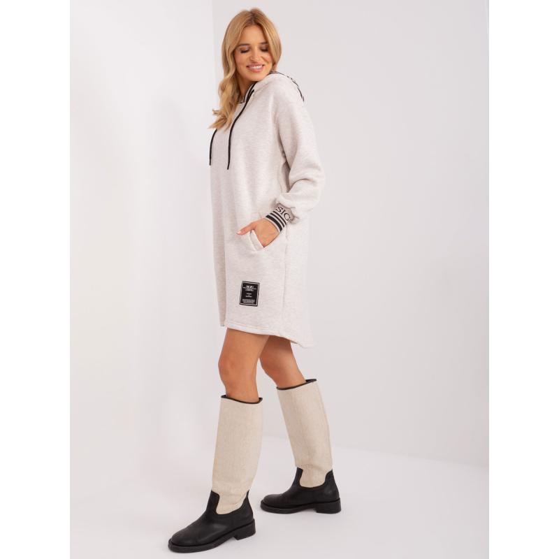 Dámské šaty s kapucí ALBEA světle béžové