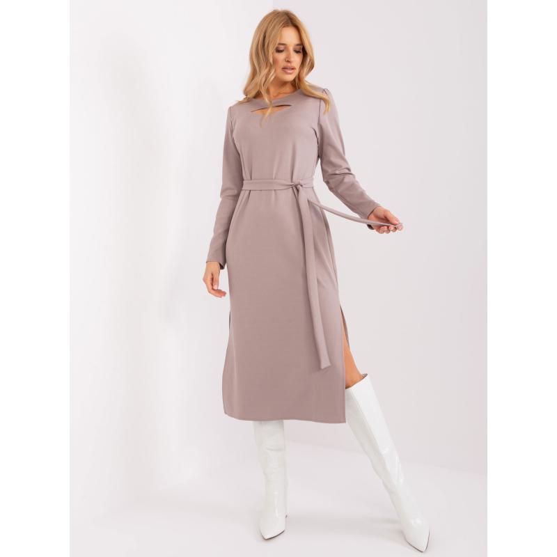 Dámské šaty s rozparky ALEXI tmavě béžové 