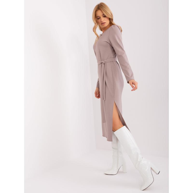 Dámské šaty s rozparky ALEXI tmavě béžové 