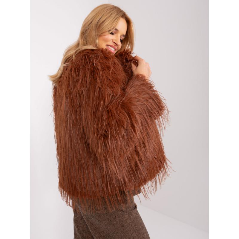 Dámská bunda s kožešinou bez kapuce ANDORA světle hnědá 