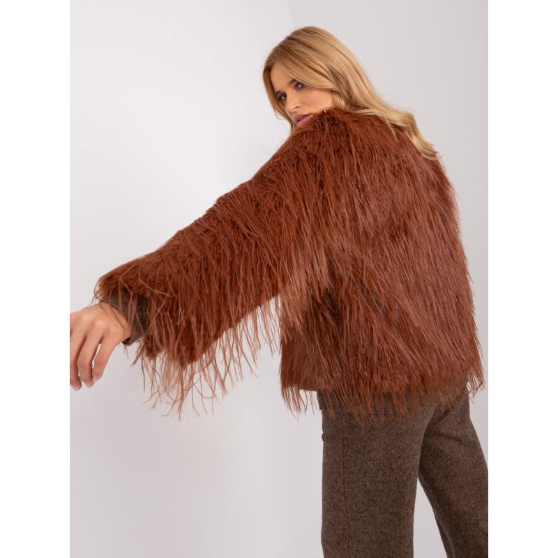 Dámská bunda s kožešinou bez kapuce ANDORA světle hnědá 