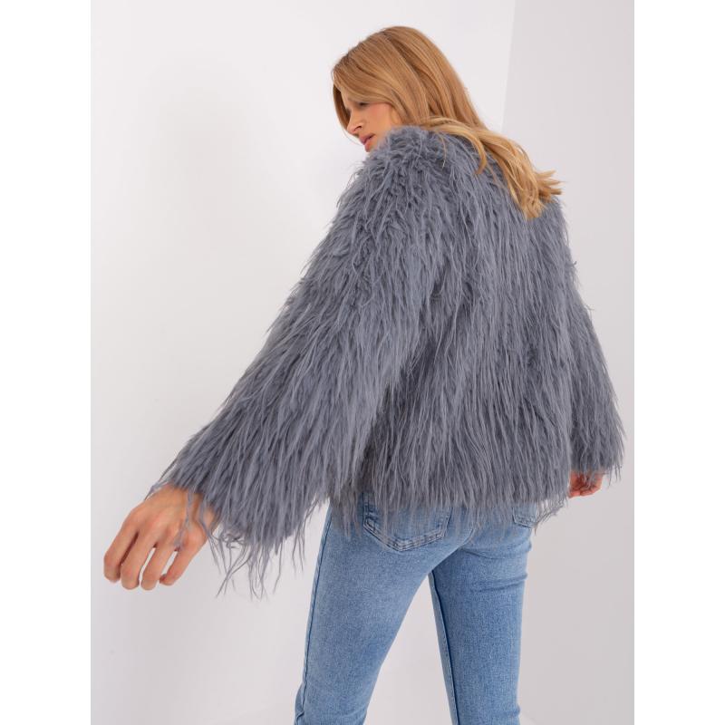 Dámská bunda s kapsami kožešinová ANDREI šedá