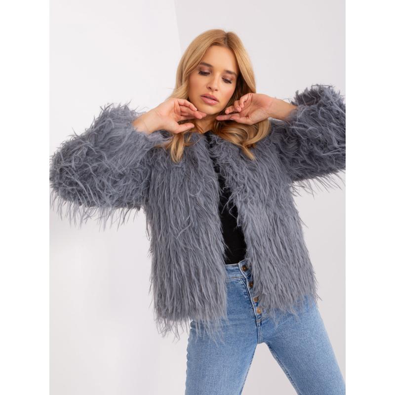Dámská bunda s kapsami kožešinová ANDREI šedá